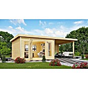 Karibu Gartenhaus Radeburg 2 (Außenmaß inkl. Dachüberstand (B x T): 724 x 331,5 cm, Holz, Natur, Mit Seitendach und Rückwand) | BAUHAUS