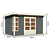 Karibu Gartenhaus Kastorf 7 (Außenmaß inkl. Dachüberstand (B x T): 396 x 273 cm, Holz, Terragrau) | BAUHAUS