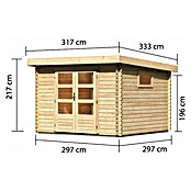 Karibu Gartenhaus (Außenmaß inkl. Dachüberstand (B x T): 317 x 333 cm, Holz, Natur) | BAUHAUS