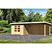 Karibu Gartenhaus Bastrup 5 (Außenmaß inkl. Dachüberstand (B x T): 714 x 333 cm, Holz, Natur, Mit Seitendach und Rückwand) | BAUHAUS