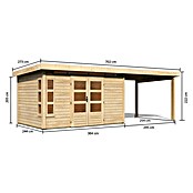 Karibu Gartenhaus Kastorf 7 (Außenmaß inkl. Dachüberstand (B x T): 702 x 273 cm, Holz, Natur, Mit Seitendach) | BAUHAUS