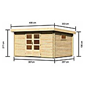 Karibu Gartenhaus (Außenmaß inkl. Dachüberstand (B x T): 406 x 333 cm, Holz, Natur) | BAUHAUS