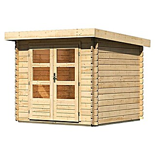Karibu Gartenhaus Bastrup 2 (Außenmaß inkl. Dachüberstand (B x T): 255 x 273 cm, Holz, Natur)