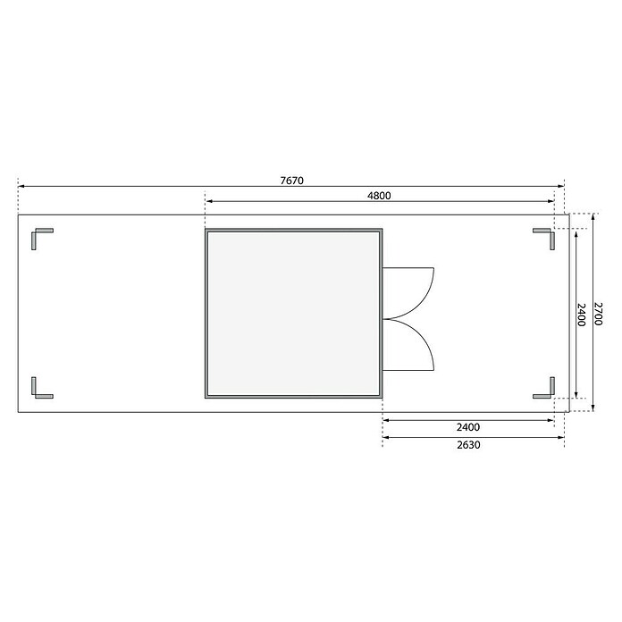 Karibu Gartenhaus Theres (Außenmaß inkl. Dachüberstand (B x T): 767 x 288 cm, Holz, Natur) | BAUHAUS