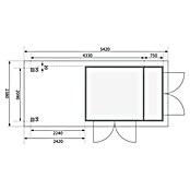 Karibu Gartenhaus Retola 2 (Außenmaß inkl. Dachüberstand (B x T): 542 x 238 cm, Holz, Natur) | BAUHAUS