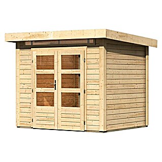 Karibu Gartenhaus Kandern 2 (Außenmaß inkl. Dachüberstand (B x T): 276 x 232 cm, Holz, Natur)
