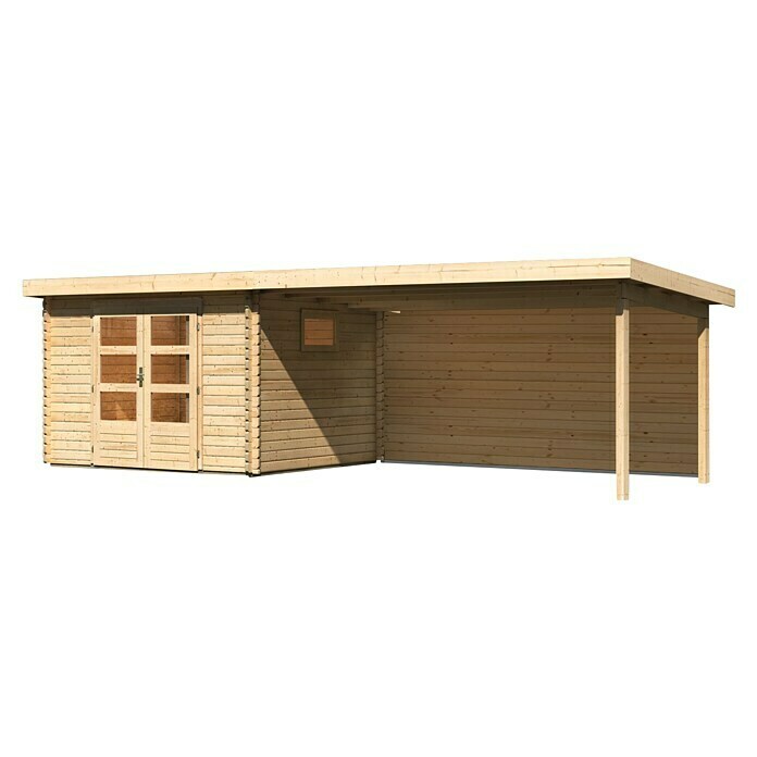 Karibu Gartenhaus (Außenmaß inkl. Dachüberstand (B x T): 716,5 x 333 cm, Holz, Natur, Mit Seitendach & Rückwand) | BAUHAUS