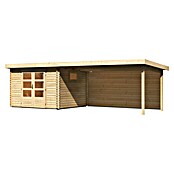 Karibu Gartenhaus (Außenmaß inkl. Dachüberstand (B x T): 716,5 x 333 cm, Holz, Natur, Mit Seitendach & Rückwand) | BAUHAUS