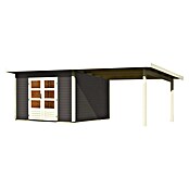 Karibu Gartenhaus Northeim 3 (Außenmaß inkl. Dachüberstand (B x T): 664 x 331,5 cm, Holz, Terragrau, Mit Seitendach) | BAUHAUS