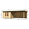 Karibu Gartenhaus Bastrup 5 (Außenmaß inkl. Dachüberstand (B x T): 714 x 333 cm, Holz, Natur, Mit Seitendach und Rückwand) | BAUHAUS