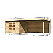 Karibu Gartenhaus Bastrup 5 (Außenmaß inkl. Dachüberstand (B x T): 714 x 333 cm, Holz, Natur, Mit Seitendach und Rückwand) | BAUHAUS