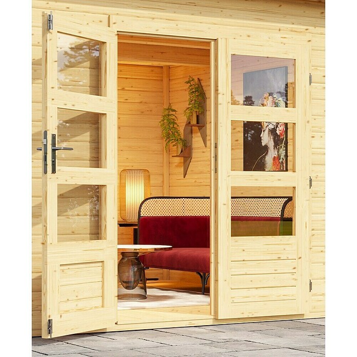 Karibu Gartenhaus Schönbuch 2 (Außenmaß inkl. Dachüberstand (B x T): 458 x 302 cm, Holz, Natur) | BAUHAUS