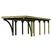Karibu Carport Classic 3 (Außenmaß inkl. Dachüberstand (B x T): 3,18 x 8,6 m, Einzelcarport, Naturbelassen, Farbe Dach: Grau, Mit 2 Einfahrtsbögen) | BAUHAUS