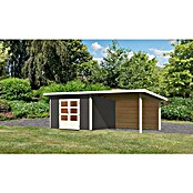 Karibu Gartenhaus Northeim 3 (Außenmaß inkl. Dachüberstand (B x T): 664 x 331,5 cm, Holz, Terragrau, Mit Seitendach und Rückwand) | BAUHAUS