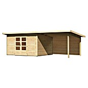 Karibu Gartenhaus Northeim 4 (Außenmaß inkl. Dachüberstand (B x T): 724 x 331,5 cm, Holz, Natur, Mit Seitendach und Rückwand) | BAUHAUS