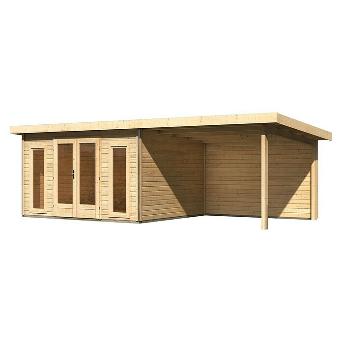 Karibu Gartenhaus Radeburg 2 (Außenmaß inkl. Dachüberstand (B x T): 724 x 331,5 cm, Holz, Natur, Mit Seitendach und Rückwand) | BAUHAUS