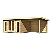 Karibu Gartenhaus Radeburg 2 (Außenmaß inkl. Dachüberstand (B x T): 724 x 331,5 cm, Holz, Natur, Mit Seitendach und Rückwand) | BAUHAUS