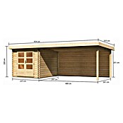 Karibu Gartenhaus Bastrup 4 (Außenmaß inkl. Dachüberstand (B x T): 654 x 333 cm, Holz, Natur, Mit Seitendach und Rückwand) | BAUHAUS