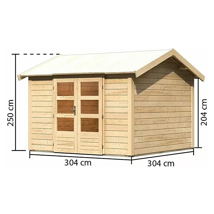 Karibu Gartenhaus TheresAußenmaß inkl. Dachüberstand (B x T): 337 x 348 cm, Holz, Natur