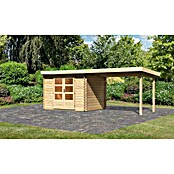 Karibu Gartenhaus Bastrup 3 (Außenmaß inkl. Dachüberstand (B x T): 614 x 273 cm, Holz, Natur, Mit Seitendach) | BAUHAUS