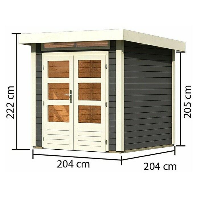Karibu Gartenhaus Kandern 1 (Außenmaß inkl. Dachüberstand (B x T): 236 x 232 cm, Holz, Terragrau) | BAUHAUS