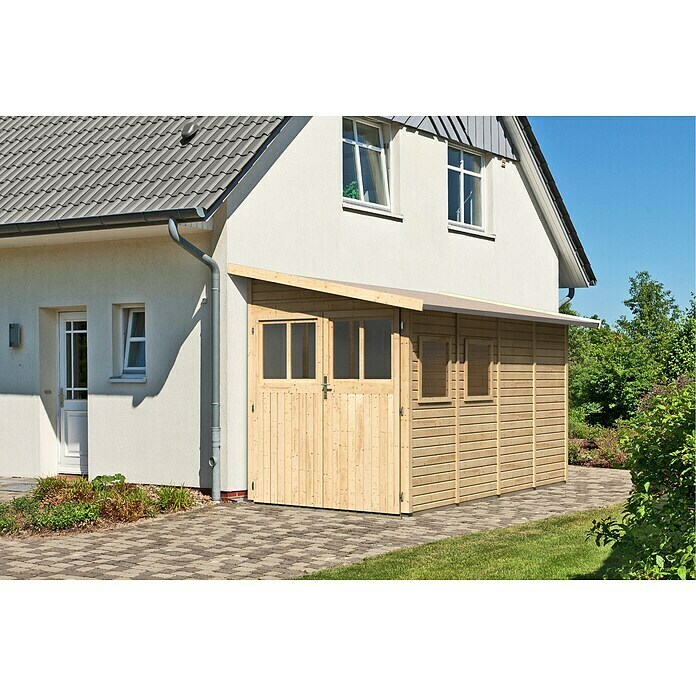 Karibu Gartenhaus Wandlitz 4 (Außenmaß inkl. Dachüberstand (B x T): 200 x 408 cm, Holz, Natur) | BAUHAUS
