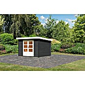 Karibu Gartenhaus Malta (Außenmaß inkl. Dachüberstand (B x T): 315 x 333 cm, Holz, Anthrazit, Ohne Seitendach) | BAUHAUS