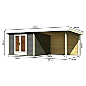 Karibu Gartenhaus Radeburg 1 (Außenmaß inkl. Dachüberstand (B x T): 664 x 331,5 cm, Holz, Terragrau, Mit Seitendach und Rückwand) | BAUHAUS