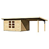 Karibu Gartenhaus Northeim 4 (Außenmaß inkl. Dachüberstand (B x T): 724 x 331,5 cm, Holz, Natur, Mit Seitendach) | BAUHAUS