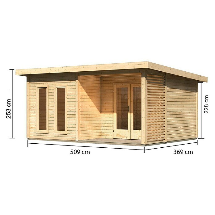 Karibu Gartenhaus Radeburg 5 (Außenmaß inkl. Dachüberstand (B x T): 560 x 422 cm, Holz, Natur) | BAUHAUS
