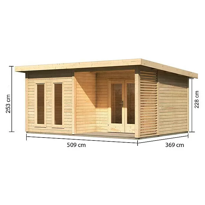 Karibu Gartenhaus Radeburg 5Außenmaß inkl. Dachüberstand (B x T): 560 x 422 cm, Holz, Natur