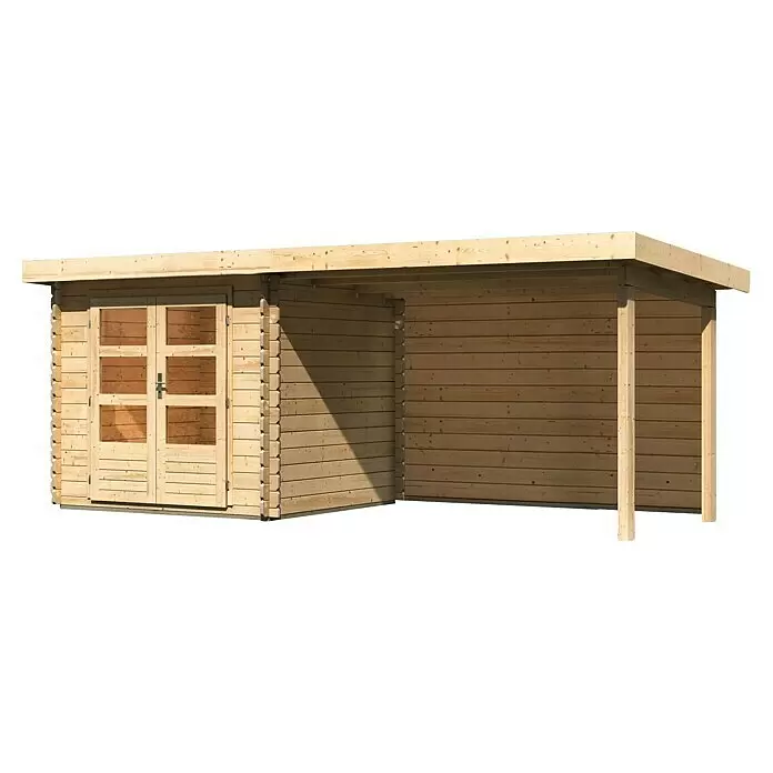 Karibu Gartenhaus Bastrup 2Außenmaß inkl. Dachüberstand (B x T): 554 x 273 cm, Holz, Natur, Mit Seitendach und Rückwand