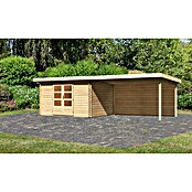 Karibu Gartenhaus Bastrup 7 (Außenmaß inkl. Dachüberstand (B x T): 774 x 333 cm, Holz, Natur, Mit Seitendach und Rückwand) | BAUHAUS