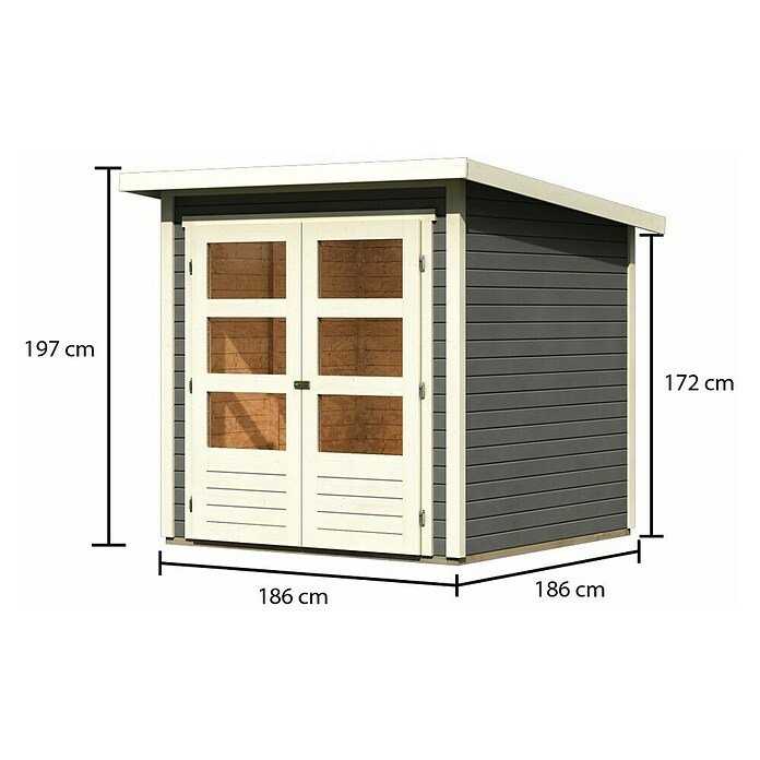 Karibu Gartenhaus Stockach 2 (Außenmaß inkl. Dachüberstand (B x T): 212 x 210 cm, Holz, Terragrau) | BAUHAUS