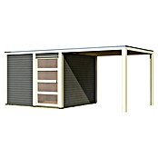 Karibu Gartenhaus Qubic 2 (Außenmaß inkl. Dachüberstand (B x T): 542,5 x 276 cm, Holz, Terragrau, Mit Seitendach) | BAUHAUS