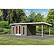Karibu Gartenhaus Radeburg 3 (Außenmaß inkl. Dachüberstand (B x T): 724 x 393 cm, Holz, Terragrau, Mit Seitendach) | BAUHAUS