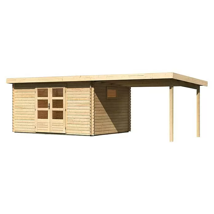 Karibu GartenhausAußenmaß inkl. Dachüberstand (B x T): 706 x 333 cm, Holz, Natur, Mit Seitendach