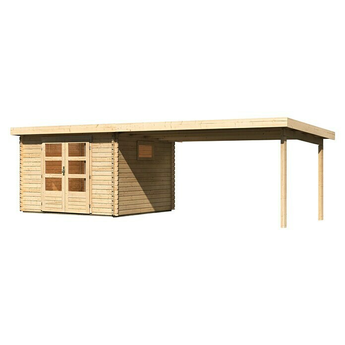 Karibu Gartenhaus (Außenmaß inkl. Dachüberstand (B x T): 716,5 x 333 cm, Holz, Natur, Mit Seitendach) | BAUHAUS