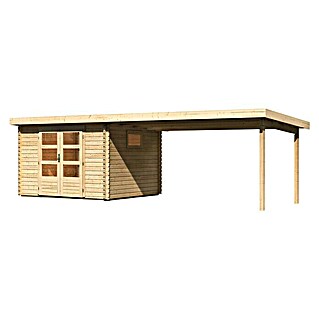 Karibu Gartenhaus (Außenmaß inkl. Dachüberstand (B x T): 716,5 x 333 cm, Holz, Natur, Mit Seitendach)