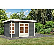 Karibu Gartenhaus Kastorf 7 (Außenmaß inkl. Dachüberstand (B x T): 396 x 273 cm, Holz, Terragrau) | BAUHAUS