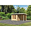 Karibu Gartenhaus Bastrup 2 (Außenmaß inkl. Dachüberstand (B x T): 454 x 273 cm, Holz, Natur, Mit Seitendach und Rückwand) | BAUHAUS