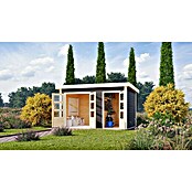 Karibu Gartenhaus Schönbuch 1 (Außenmaß inkl. Dachüberstand (B x T): 398 x 273 cm, Holz, Terragrau) | BAUHAUS