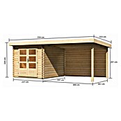 Karibu Gartenhaus Bastrup 4 (Außenmaß inkl. Dachüberstand (B x T): 554 x 333 cm, Holz, Natur, Mit Seitendach und Rückwand) | BAUHAUS