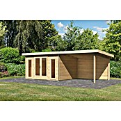 Karibu Gartenhaus Radeburg 2 (Außenmaß inkl. Dachüberstand (B x T): 724 x 331,5 cm, Holz, Natur, Mit Seitendach und Rückwand) | BAUHAUS