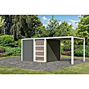 Karibu Gartenhaus Qubic 2 (Außenmaß inkl. Dachüberstand (B x T): 542,5 x 276 cm, Holz, Terragrau, Mit Seitendach) | BAUHAUS