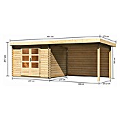 Karibu Gartenhaus Bastrup 3 (Außenmaß inkl. Dachüberstand (B x T): 614 x 273 cm, Holz, Natur, Mit Seitendach und Rückwand) | BAUHAUS