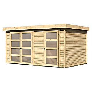 Karibu Gartenhaus Mühlentrup 2 (Außenmaß inkl. Dachüberstand (B x T): 428 x 310 cm, Holz, Natur)