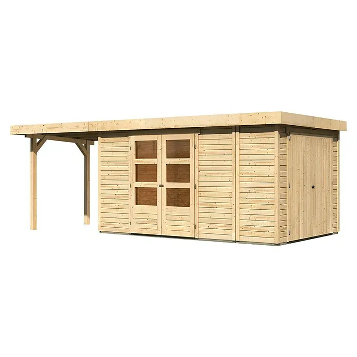 Karibu Gartenhaus Retola 6Außenmaß inkl. Dachüberstand (B x T): 629 x 262 cm, Holz, Natur