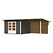 Karibu Gartenhaus Northeim 3 (Außenmaß inkl. Dachüberstand (B x T): 664 x 331,5 cm, Holz, Terragrau, Mit Seitendach und Rückwand) | BAUHAUS
