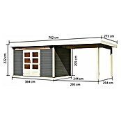 Karibu Gartenhaus Kandern 7 (Außenmaß inkl. Dachüberstand (B x T): 702 x 273 cm, Holz, Terragrau, Mit Seitendach) | BAUHAUS